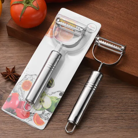 Stainless Steel Vegetable Peeler Multifunctional Fruit Slicer Manual Potato Carrot Shredder Kitchen Tool With Hanging Hole