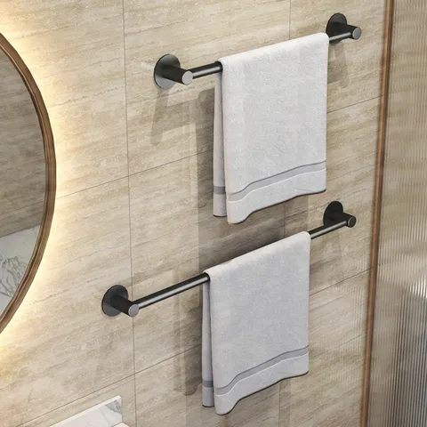 Portasciugamani in Acciaio Inossidabile Senza Foratura Bagno a Parete Singolo Supporto per Asciugamani Moderno Minimalista Scaffale