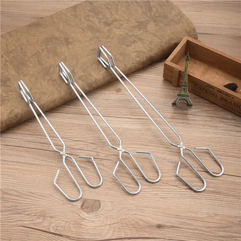 Pinze per Carbone in Filo di Ferro Zincato Extra Lunghe Pinze per Barbecue a Forbice per Cucinare all'aperto