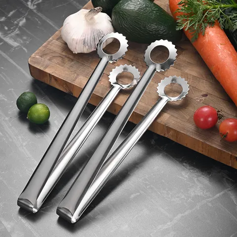 304 Stainless Steel Food Tongs Long Handle Heat Resistant Sun Shape Oil Frying Tong For Kitchen BBQ Bread Salad