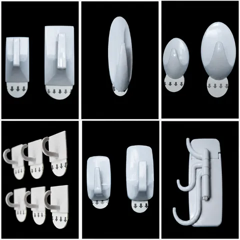 Ganci Adesivi Moderni in ABS Bianco Appendiabiti da Parete Senza Fori Per Cucina Bagno Porta Organizzazione Domestica Ganci
