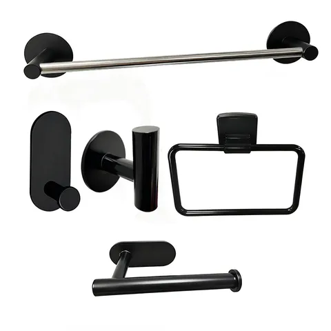 Modern Minimalist Bathroom Hardware Set Towel Bar Ring Roll Paper Holder Robe Hook Wall Mounted ABS Bathroom Accessories