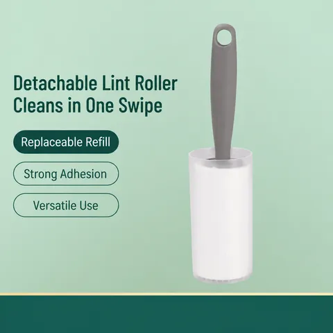 Household Pet Hair Remover Lint Roller With Dust Cover Plastic Handle Sticky Roller Cleaner Home Cleaning Tools
