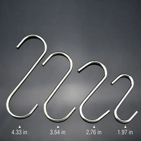 Stainless Steel S Hooks Heavy Duty Hanging Hooks For Kitchen Bathroom Office Dormitory Multi-Size Metal S Shaped Hook Racks