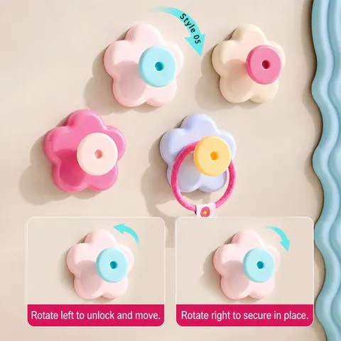 Creative Dopamine Flower Suction Cup Hook Punch Free Seamless Wall Hook Bathroom Towel Key Storage Hanger Home Decor