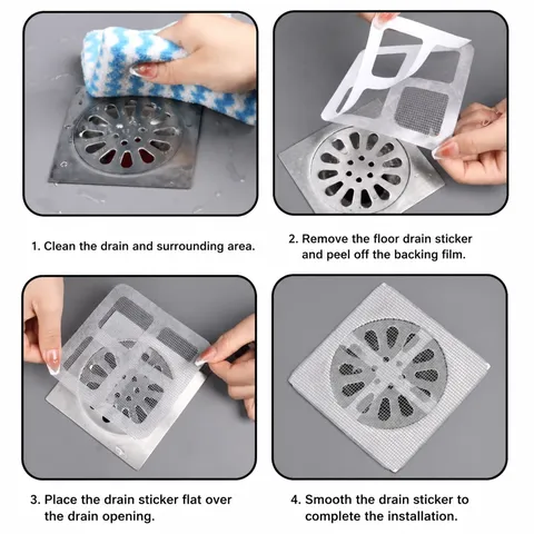 Disposable Floor Drain Sticker Mesh Sink Hair Catcher Strainer Anti Clogging Bathroom Shower Sewer Filter Net