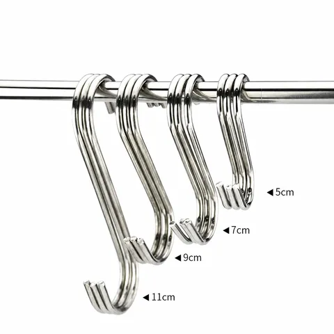 Stainless Steel S Hooks Heavy Duty Hanging Hooks For Kitchen Bathroom Office Dormitory Multi-Size Metal S Shaped Hook Racks