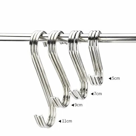 Stainless Steel S Shaped Hooks Heavy Duty Utility Hooks With Protective Caps For Kitchen Bathroom Closet Home Organization