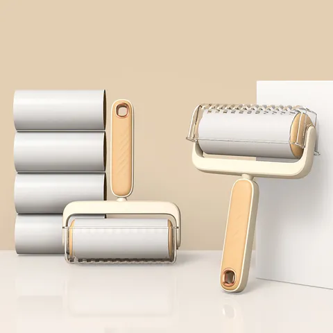 Modern Minimalist Contrast Color Lint Roller With Dust Cover Portable Clothes Sofa Pet Hair Remover Adhesive Paper Sticky Roller