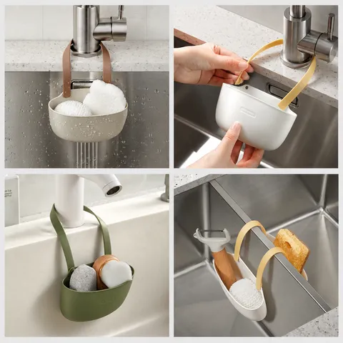 Kitchen Sink Drainage Basket Hanging Faucet Storage Rack PP Plastic Hollow Sponge Holder Multilayer Organizer