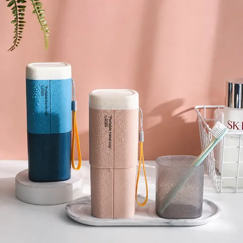 Plastic Travel Wash Cup Multifunctional Portable Toothbrush Toothpaste Holder Dry Wet Separation Case For Outdoor