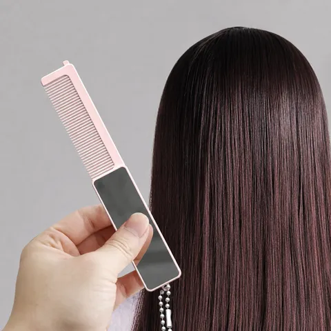 Portable Folding Makeup Mirror With Comb Mini Two In One Pocket Hair Comb Vanity Mirror Travel Cosmetic Mirror For Women