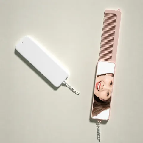 Portable Folding Makeup Mirror With Comb Mini Two In One Pocket Hair Comb Vanity Mirror Travel Cosmetic Mirror For Women