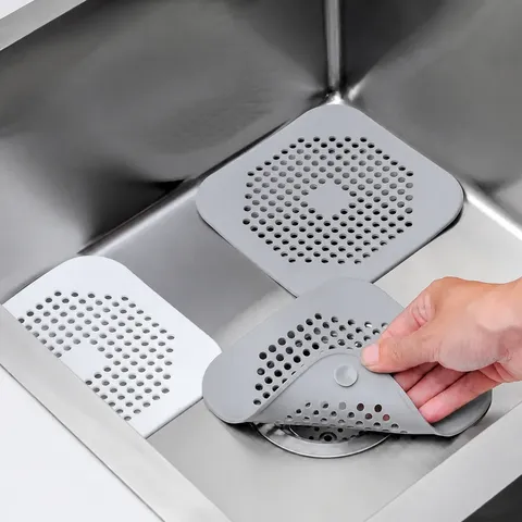 Tapis de Bonde de Sol en Silicone TPR Désodorisant Passoire d'Évier Attrape-Cheveux Anti-Colmatage Ventouse pour Cuisine Salle de Bain