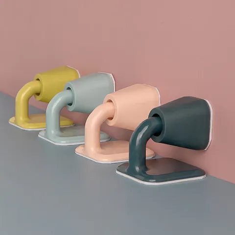 Silicone Rubber Punch-Free Self-Adhesive Door Stopper Noise-Reducing Wall Mounted Bathroom Protector Door Stop Buffers Cushion Hardware