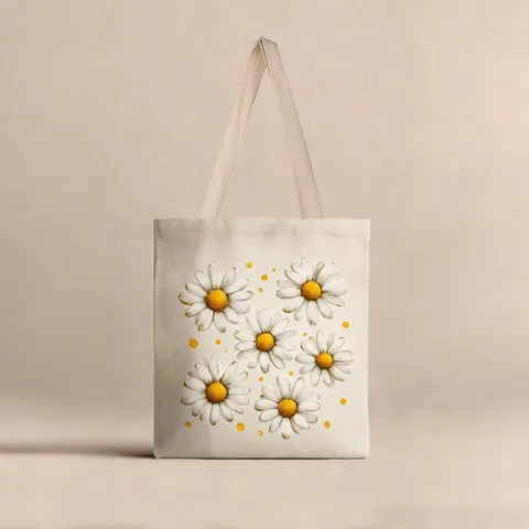Bolsa de Lona de Gran Capacidad Ecológica Reutilizable Con Estampado de Animales de Dibujos Animados Flores Letras Bolso de Hombro para Mujer Viaje Diario