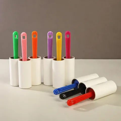 Modern Minimalist Plastic Striped Lint Roller Tearable Strong Sticky Hair Remover Dust Dusting Cleaning Brush For Clothing Home