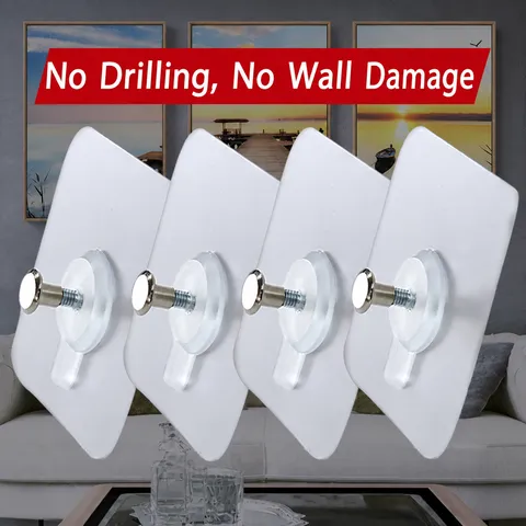 Modern Transparent Adhesive Non-Marking Screw Wall Hooks Heavy Duty Punch-Free Photo Frame Mount Hanger Simple Home Organization Hardware
