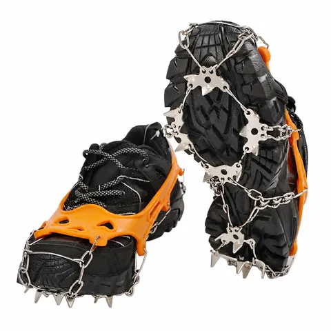 Crampones Antideslizantes de Acero Inoxidable de 19 Dientes para Nieve Hielo Escalada Fundas de Zapatos