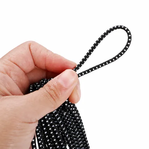 Black Elastic Bungee Cord Heavy Duty Rubber Core Stretch Cord For Camping Outdoor Apparel And Luggage Accessories