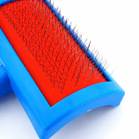 Pet Grooming Brush Cat Dog Hair Remover Slicker Brush For Pets Fur Care Blue Plastic Handle Stainless Steel Pins