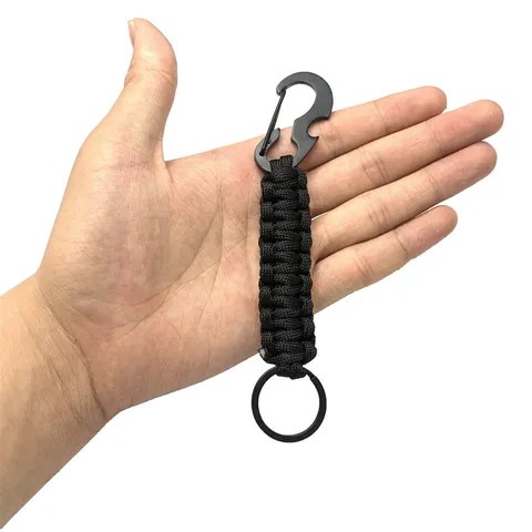 Outdoor Paracord Keychain Multi-Functional Bottle Opener Carabiner Key Ring Camping Backpack Pendant