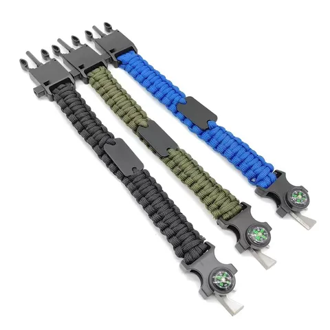 Multifunctional Outdoor Survival Paracord Bracelet Wilderness Survival Bangle With Compass Whistle And Blade