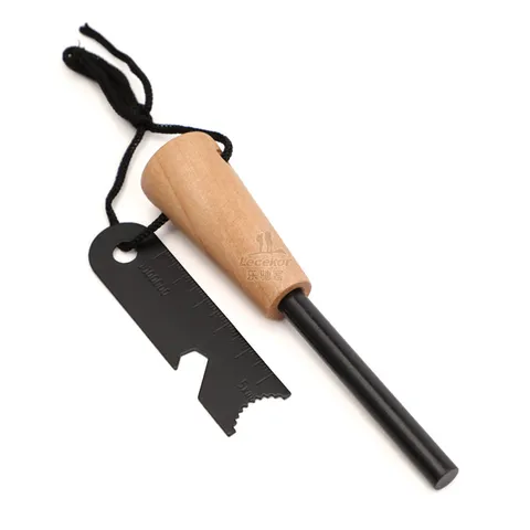 Acciarino di Sopravvivenza all'Aperto Manico in Legno Selce di Magnesio Strumento Portatile per Campeggio ed Escursionismo