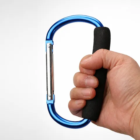 Large Aluminum Alloy Carabiner Clip With Sponge Grip Heavy Duty D Shape Carabiner Hook For Outdoor Camping Grocery Bags