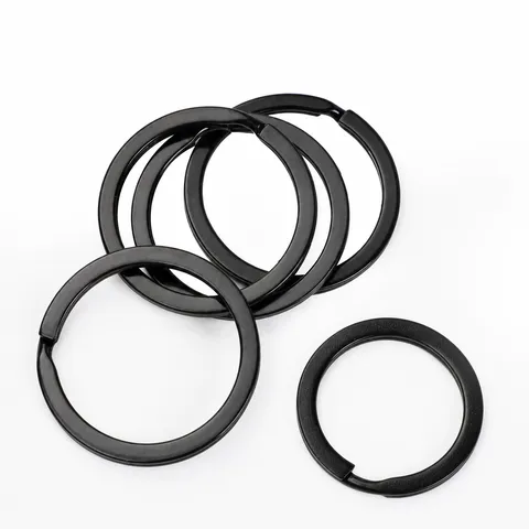 Pure Black Flat Key Ring Metal Round Key Chain Accessory For Bags Water Cup Toys Hanging Ring Hardware