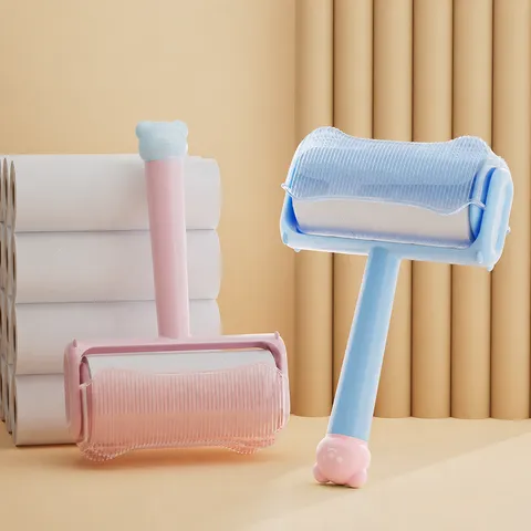 Cute Bear Lint Roller For Clothes Hair Removal Pet Fur Remover With Dust Cover And Replacement Rollers Plastic Cleaning Tool