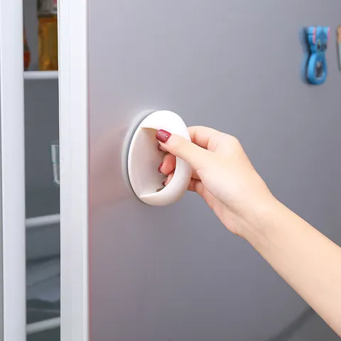 Poignée de Porte Adhésive Sans Poinçonnage Maison Créative Tiroir Rond Tirant en Plastique Bouton de Porte d'Armoire Finition Mate