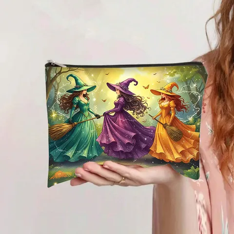 Dreamy Watercolor Dragonfly Print Canvas Makeup Bag Teacher Gift Portable Toiletry Pouch Witch Medical Student Stationery Pencil Case Zipper Cosmetic Bag