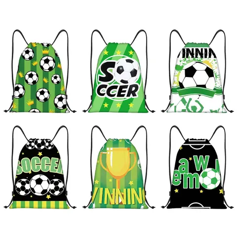 Soccer Theme Drawstring Backpack Portable Sports Bag For Football Event Advertising Marathon Promotional Cinch Sack Gym Bag