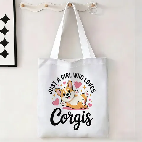 Bolso de Lona con Estampado de Animales de Dibujos Animados Gran Capacidad Reutilizable Bolso de Mano de Algodón Para Mujeres Estudiantes Bolso de Hombro Informal