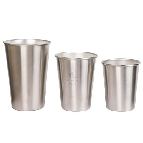 Industrial Style Stainless Steel Camping Mug Rolled Rim Metal Beer Cup Outdoor Drinkware