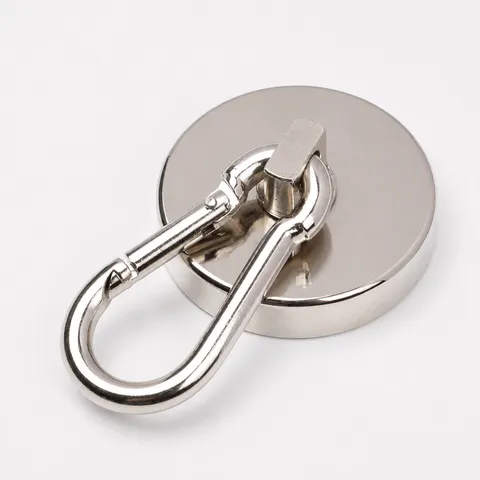 Heavy Duty Retrieval Fishing Magnet With Neodymium Magnet Suction Base Carabiner Hook Strong Magnetic Salvage Tool