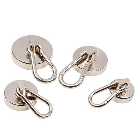 Heavy Duty Retrieval Fishing Magnet With Neodymium Magnet Suction Base Carabiner Hook Strong Magnetic Salvage Tool