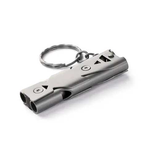 Stainless Steel Survival Whistle Double Tube High Frequency Emergency Whistle With Keychain For Outdoor Camping Hiking