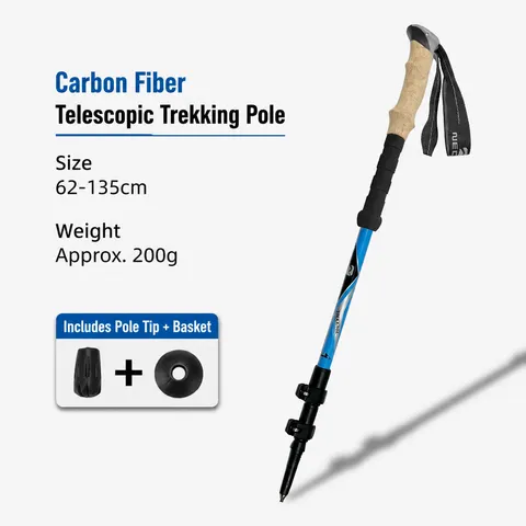Carbon Fiber Trekking Pole Telescopic Hiking Stick With Cork-Like Handle Lightweight Outdoor Walking Stick