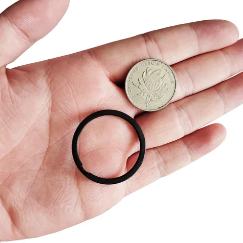 Portachiavi Piatto 35mm Metallo Elettroforesi Nero Accessori per Catena Chiavi Ferramenta Anello Spezzato