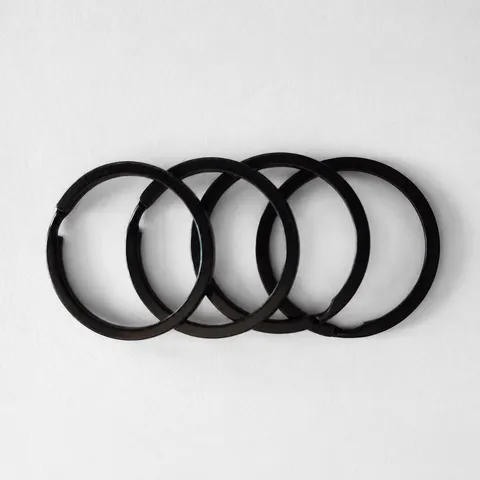 Portachiavi Piatto 35mm Metallo Elettroforesi Nero Accessori per Catena Chiavi Ferramenta Anello Spezzato