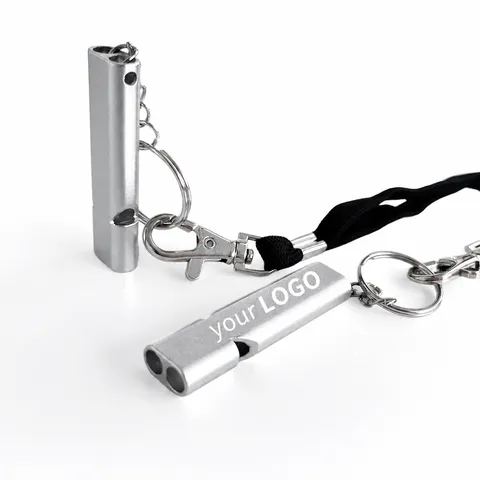 Aluminum Alloy Emergency Survival Whistle High Frequency Metal Whistle With Lanyard For Outdoor Hiking Camping Sports