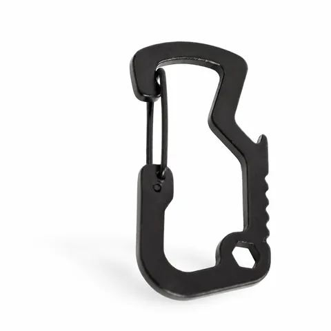 Multifunktionaler Aluminiumlegierung Karabiner EDC Outdoor Camping Taschenwerkzeug Flaschenöffner Feder Schnapphaken Schlüsselanhänger Clip