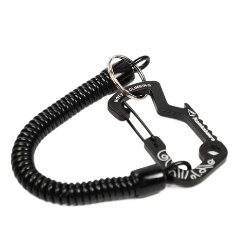 Multi-Functional Spring Anti-Lost Lanyard Heavy Duty Carabiner Keychain Metal And PU Plastic Outdoor Wire Rope Tool