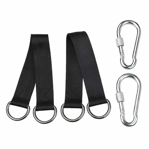 Outdoor Swing Connection Strap Extension Belt With Metal D Rings And Carabiner Hooks For Playground Sports