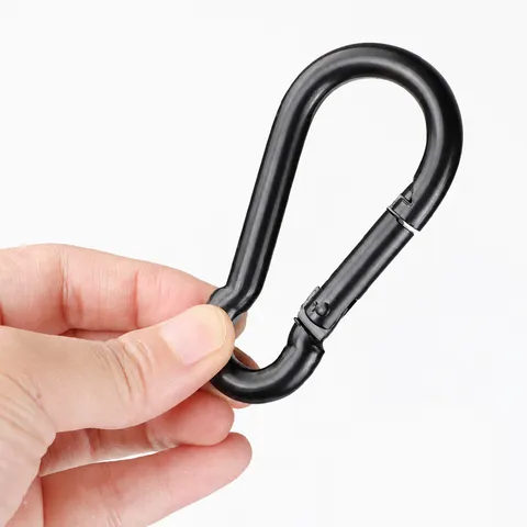 Stainless Steel Carabiner Outdoor Mountaineering Clip Spring Snap Hook Black Gourd Shape Sports Equipment Buckle