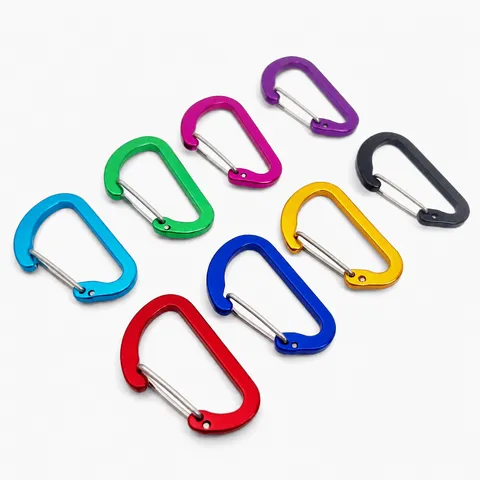 Aluminum Alloy D Shaped Wire Spring Carabiner Outdoor Backpack Keyring Clip Hook