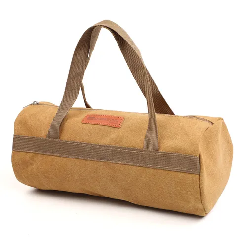 Borsa per Conservazione Picchetti Tenda Campeggio all'Aperto Custodia per Attrezzi Cilindrica in Tela Portatile Borsa Organizer Multifunzione