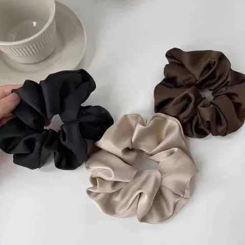 Elegant Satin Large Scrunchies High Elasticity Solid Color Hair Ties Oversized Silk-Like Hair Accessories For Women
